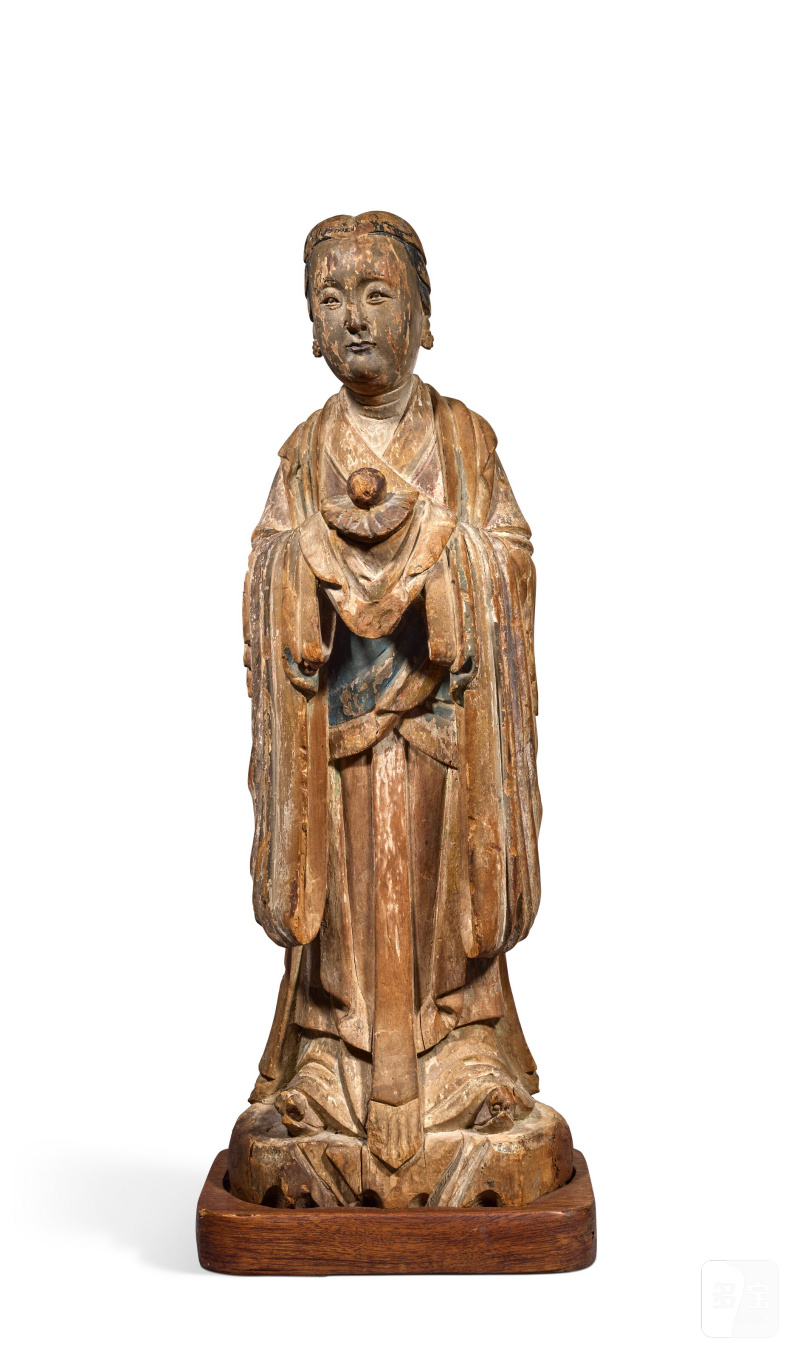 STATUE DE LONGNU EN BOIS POLYCHROME  CHINE, DYNASTIE MING (1368-1644) - 图1
